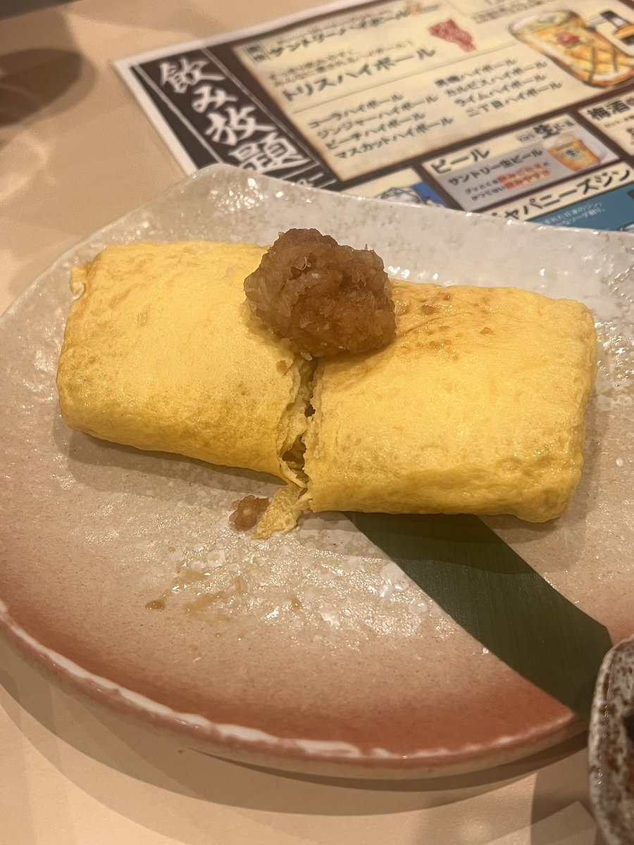 Luito3512's tweet photo. ブリカマ！
だし巻き卵！ほくほくだった…
梅干しサワー！！さっぱり飲めた！
ずんだ大福アイス！　本場のずん���は本当に違った… https://t.co/fLRJIkbVdT