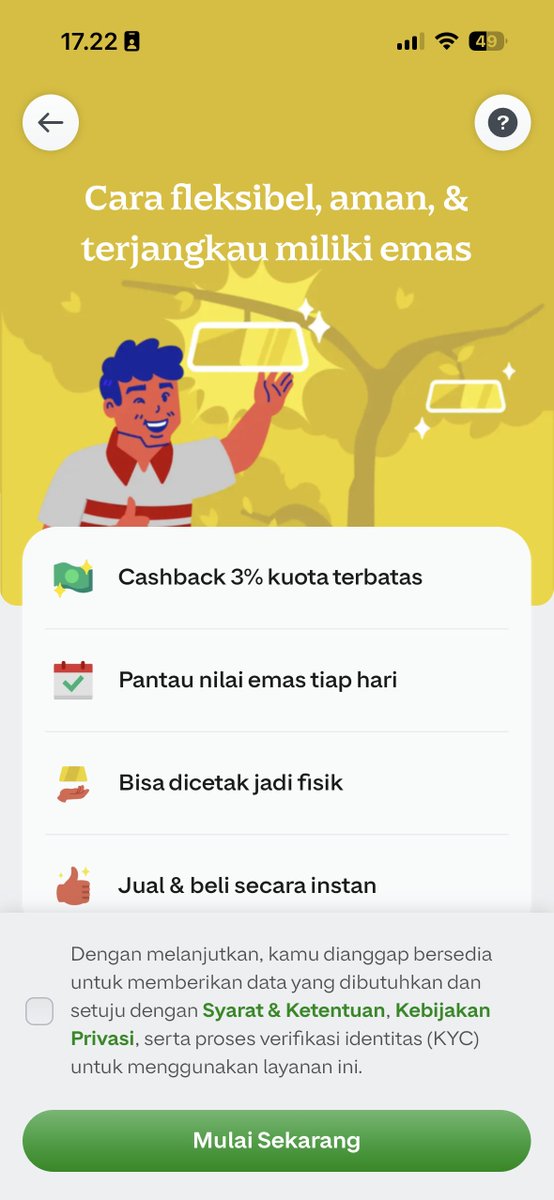 Sekjebn's tweet photo. mulai investasi ternyata nggak harus langsung ambisius. di GoPay Investasi Emas, seribuan aja udah bisa jadi langkah pertama. https://t.co/yRKiWibYlX
