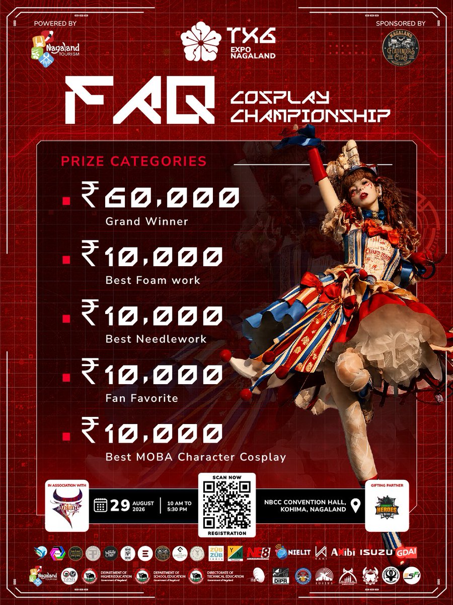 TXGExpo's tweet photo. The stage is yours — but the judges are watching. 👀🎭

Bring the character, craftsmanship and performance to impress the panel at the TXG Cosplay Championship 2026.

📅 29 Aug | Kohima
🏆 ₹1,00,000

#TXG2026 #CosplayIndia https://t.co/a1hKM4DGo4