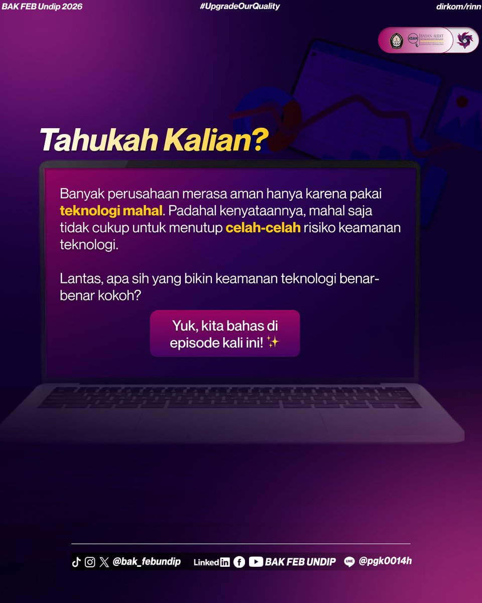 BAK_FEBUNDIP's tweet photo. [𝐃𝐮𝐧𝐢𝐚 𝐀𝐮𝐝𝐢𝐭 𝐄𝐩𝐬.𝟏𝟓 🔐]

Halo, Calon Auditor Muda! 👩🏼‍💻

Sistem informasi canggih ≠ bebas risiko! 👀

ERP, Cloud Computing, dan Big Data memang meningkatkan efisiensi, tapi juga membawa risiko seperti kebocoran data, Human Error, hingga Social Engineering⚠️ https://t.co/3M5ef7HL78