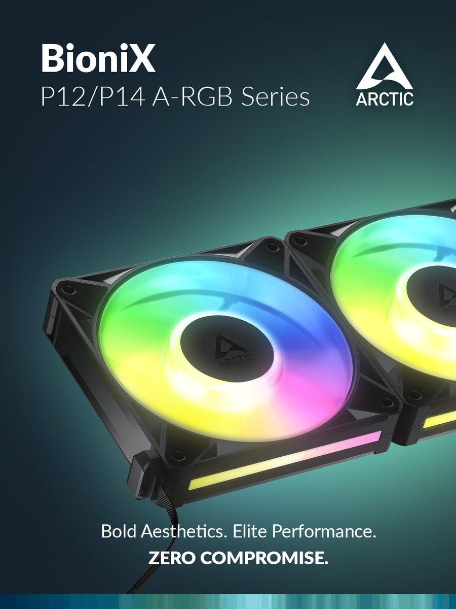 ARCTIChannel's tweet photo. Introducing the ARCTIC’s BioniX P12/P14 A-RGB Series ❄️
Optimized for gaming PCs, workstations, and showcase systems, the ARCTIC’s BioniX P12/P14 A-RGB Series is now available in the ARCTIC webshop (40% off), Amazon, eBay, and from selected partners 🧊
-
#BioniX #BioniXPARGB https://t.co/2dWQJiBq3W