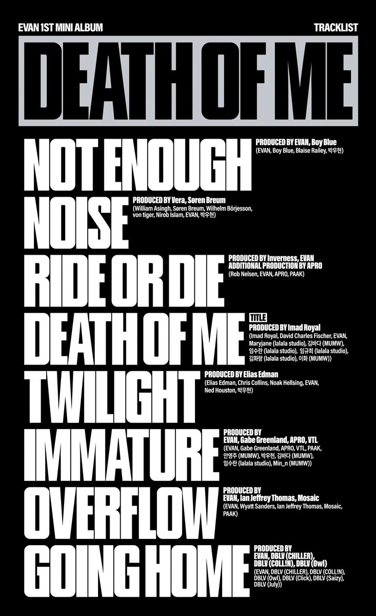 AboutMusicYT's tweet photo. Evan shares the tracklist for Death Of Me. https://t.co/q87ojsj73G