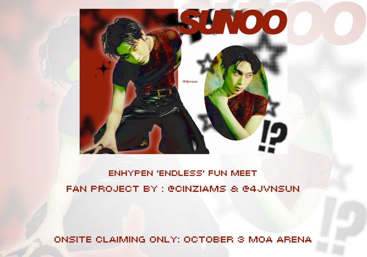4jvnsun's tweet photo. 𐙚 ‧₊˚ENHYPEN DUNKIN’ ENDLESS FUN MEET˚₊‧ 𐙚 
fan support by: @cinziams &amp; @4jvnsun 

Sunoo Postcard 🌟

📅 Date: October 03, 2026
📍 Location: MOA Arena

— strictly 1:1 
— mbf, like &amp; repost!
— open for trades
— loc and time tba on d-day https://t.co/UnrQJMEpKj