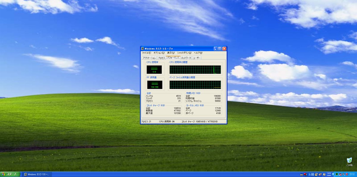 pe_ru_chi's tweet photo. WindowsXPのメモリ使用量少なすぎ https://t.co/mLHdnb4swF