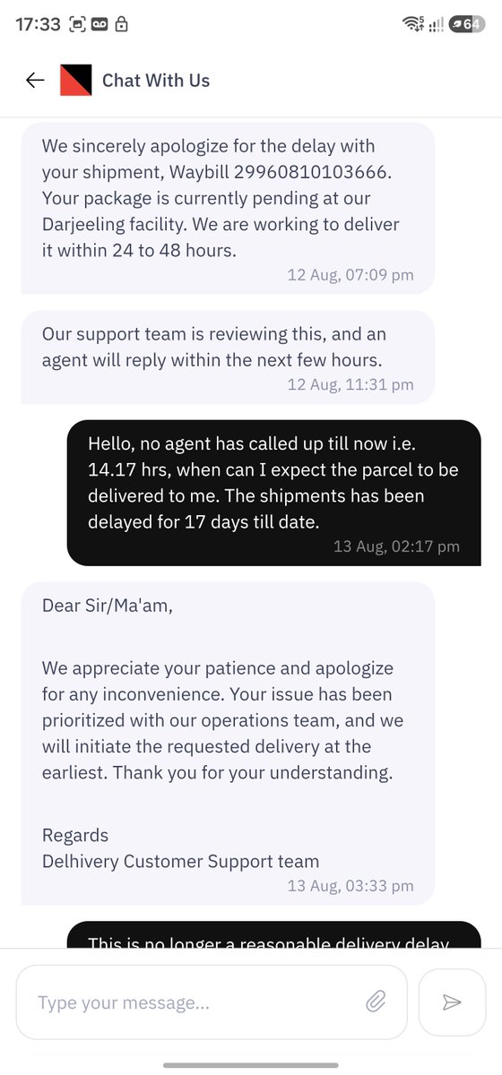 prateekstar's tweet photo. @delhivery 17 days has passed when can I expect the parcel to be delivered ??? https://t.co/VnG0EIrl7G