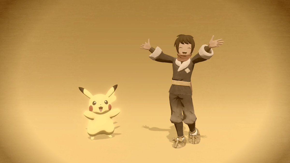 相棒のピカチュウと写真撮った。ポケモンレジェンズアルセウス、面白い