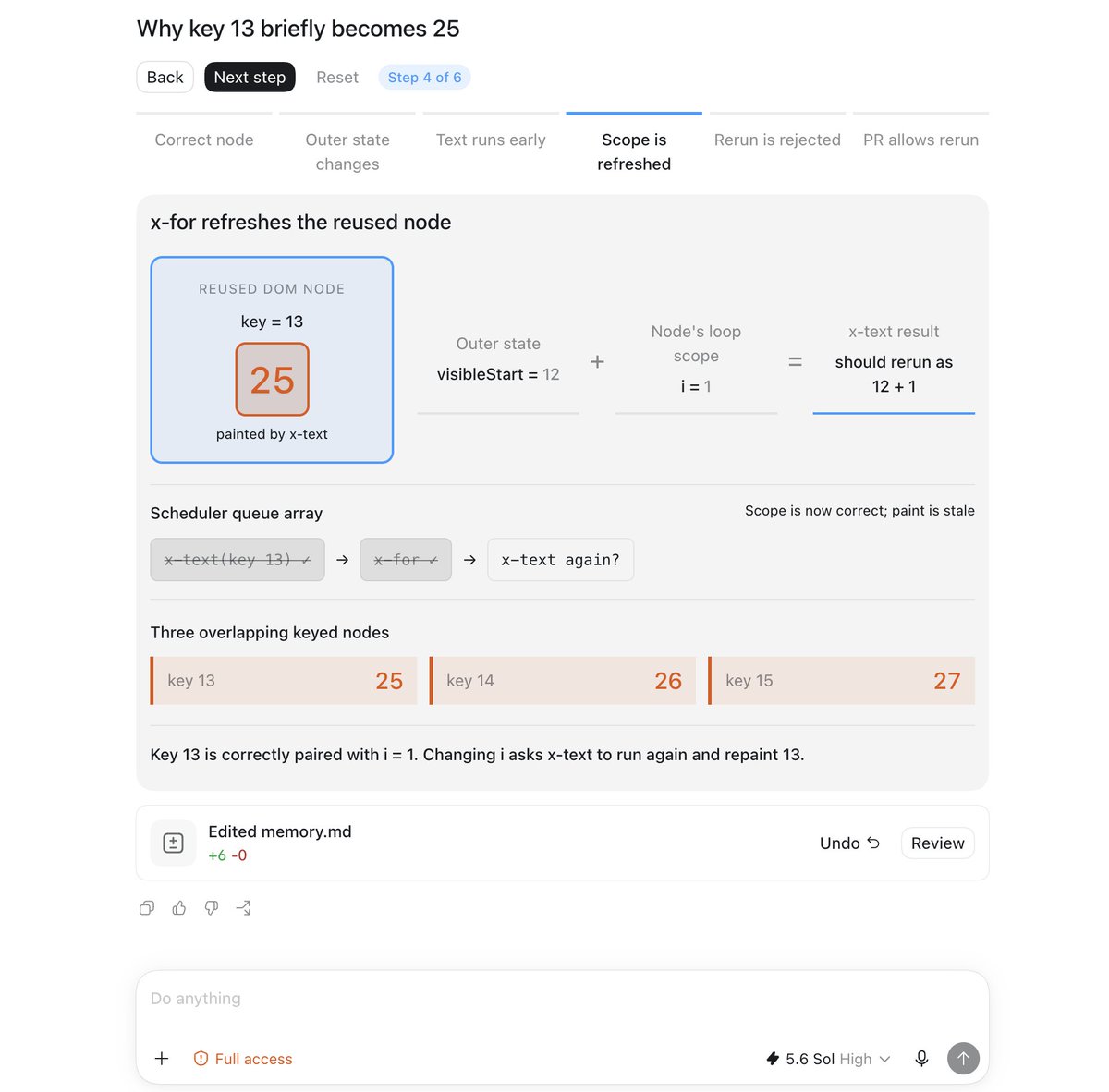 calebporzio's tweet photo. when all else fails...

"I still don't understand the bug. Make me an interactive HTML thingy in-place that walks me through it visually step-by-step" https://t.co/rByXTx1NuR