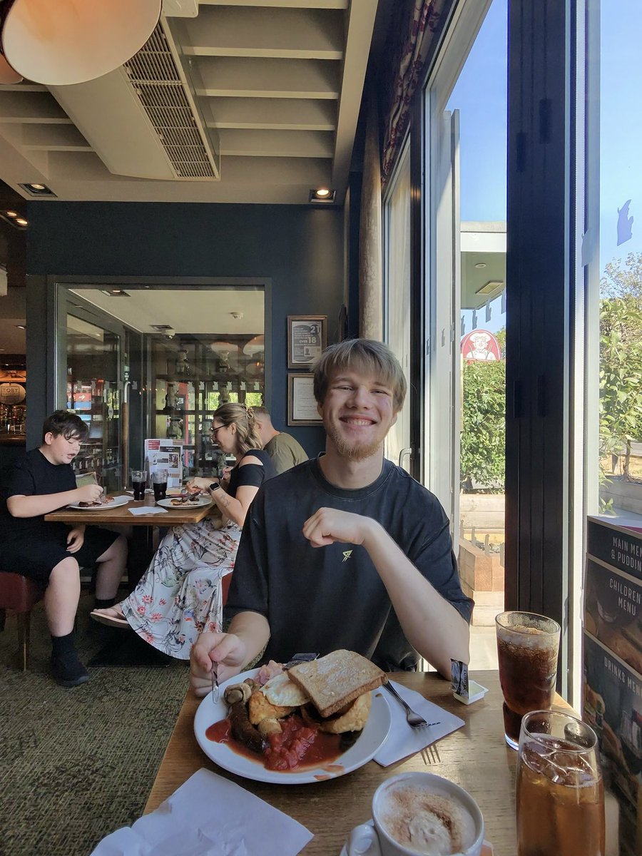 Kajones80's tweet photo. Celebrating with breakfast my boy did it he passed his A levels I’m so proud of him my baby is going to uni 🎉👨🏼‍🎓🍾 https://t.co/6XZI3cKYyk
