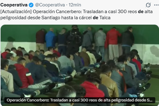 Iherreraa's tweet photo. #OperacionCancerbero Kast a lo Bukele. Trasladan a 300 reos de alta peligrosidad a Talca, a una cárcel de mas seguridad. https://t.co/ofZ73Y5nVL