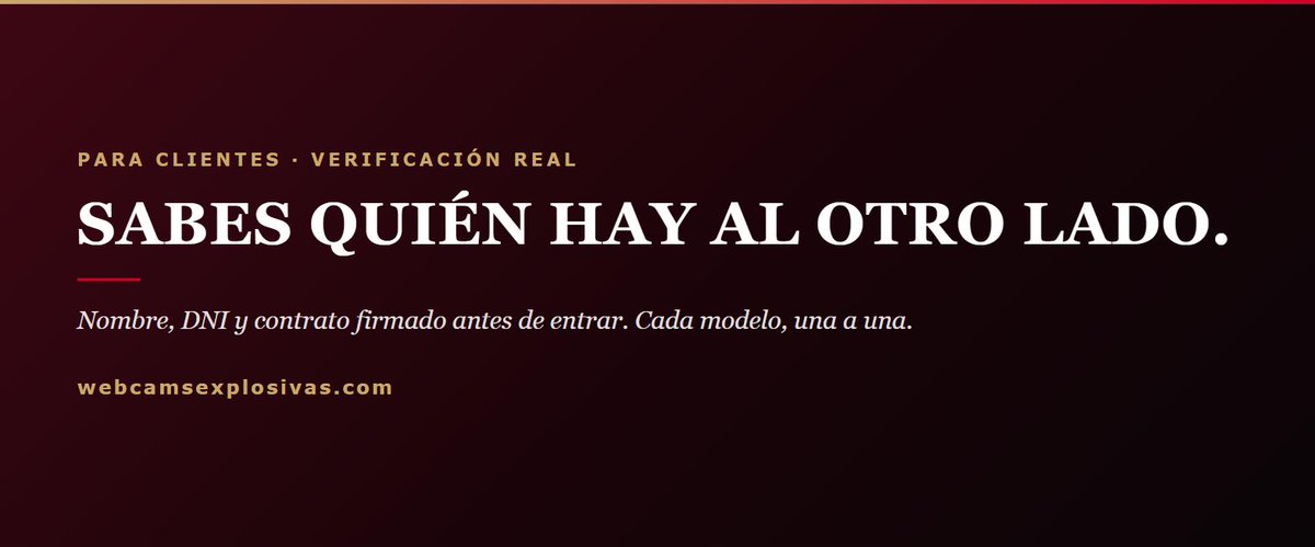 Camsexplosivas's tweet photo. Al otro lado hay una persona con nombre, DNI verificado y contrato firmado. Eso no se ve en la ficha: se nota cuando empieza la sesión y no tienes que preguntarte si es real.
Web: https://t.co/vJTB2nZvrT
Hashtags: #Verificadas #ShowPrivado https://t.co/rVbALEmYes