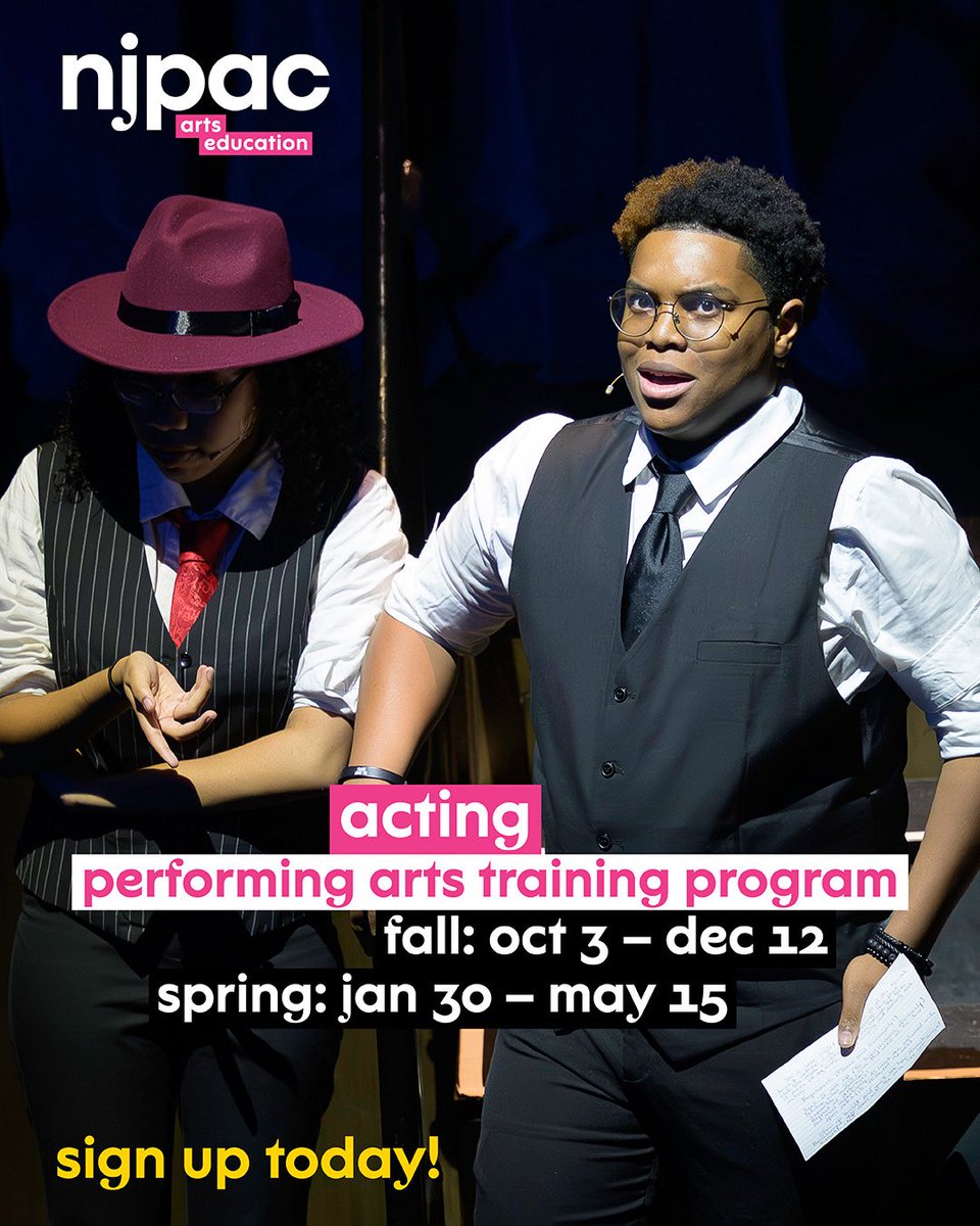 NJPACArtsEd's tweet photo. We have something for everyone! 🍂Join us this fall for our arts training programs, including jazz, acting, hip hop +more. Young artists will learn from the best in the business, sharpen their creative skills and use the arts to tell their story. Sign up: https://t.co/d1l8kpFWZu https://t.co/WS9dzLw7At