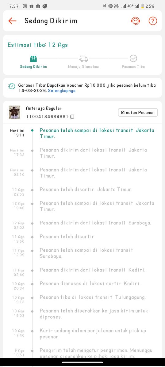 periwinkle_moss's tweet photo. @anteraja_id kak kok paket saya stuck di Jakarta Timur terus ya? Harusnya kemarin sudah sampai https://t.co/vJoJ4hyVmj