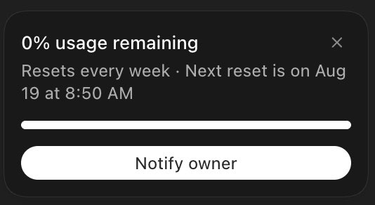 yaassh_dhamani's tweet photo. @thsottiaux No reset for business users? https://t.co/nubFyXS92S