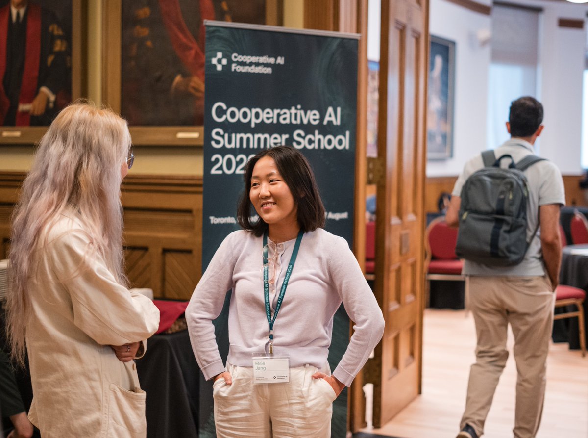coop_ai's tweet photo. Last week, we welcomed 45 ambitious early-career researchers to @VicCollege_UofT for the fourth edition of our Cooperative AI Summer School. The first half of the week combined al fresco poster sessions☀️with lectures and office hours from leading researchers. https://t.co/V5TwOTDgTf