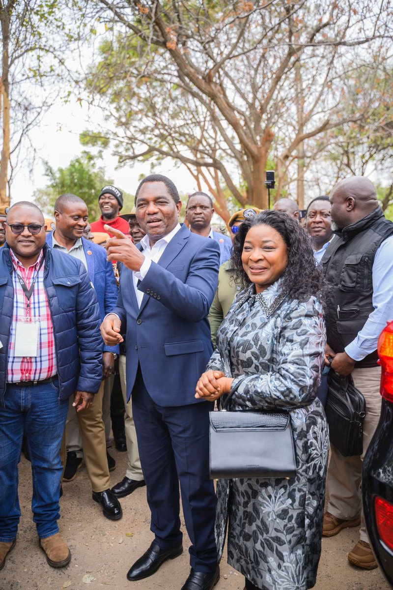 HHichilema's tweet photo. Today alongside my family, I stood in line with fellow Zambians to cast my vote. Let us keep this election peaceful and orderly. Get out and vote; your voice matters. https://t.co/moSFjm3OWE