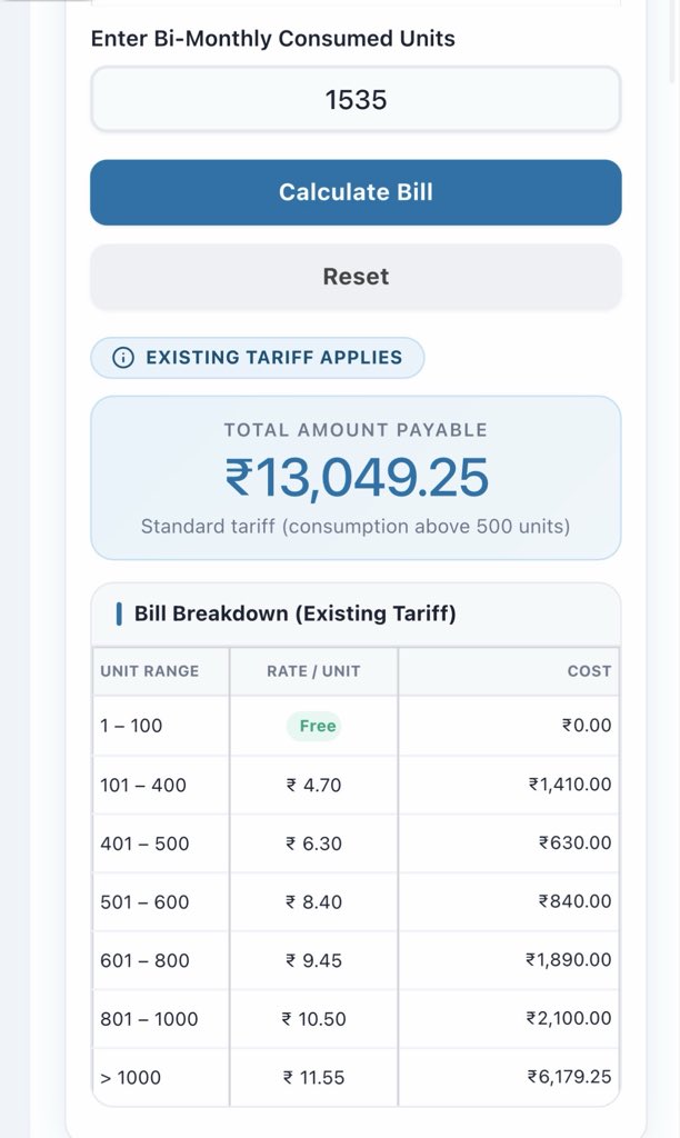 OGprasanna's tweet photo. Vaishali Bill படி Reverse Calculation போட்டா 1535 Units Use பண்ணிருக்காங்க. 

பாவம் சாமானிய மக்கள் வாழ்வாதாரம் பாதிக்கப்படும்ல 🤡🤣 https://t.co/trnzoaOYrK