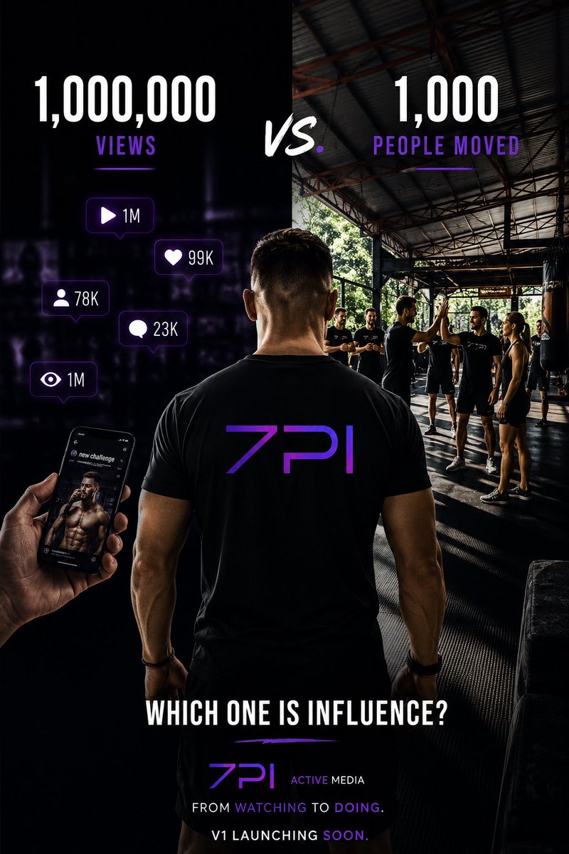 Matthias_7PI's tweet photo. I don’t think the world needs more influencers.

It needs activators.

The creator economy is exploding.

U.S. brands are expected to spend around $44B on creators in 2026.

But something still doesn’t add up.

We’ve become incredibly good at measuring how many people someone can get to watch.

Followers.
Views.
Likes.
Watch time.

We’re still pretty bad at measuring how many people they can get to do something.

And that feels like a massive gap.

Especially when 1.8 billion adults globally still don’t get enough physical activity.

This is one of the reasons we started building 7Pi.

We don’t want creators to just create content.

We want them to become activators.

Launch a challenge.
Get 500 people running.
Get 2,000 people walking.
Get a community to show up somewhere in real life.

And suddenly the metric isn’t:

“How many people saw this?”

It’s:

“How many people did something because of it?”

That’s what we mean by Active Media.

And I think it could create something much bigger than another creator platform:

A shift from the creator economy to the participation economy.

We’re getting close to launching the V1 of 7Pi.

And this is the thesis we’re putting to the test.