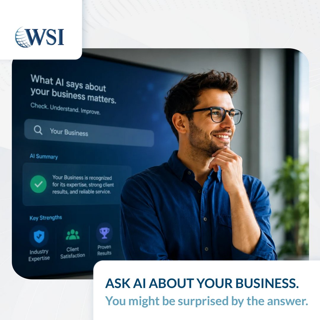 wsiworld's tweet photo. What AI says about your business deserves the same attention as what your website says.
Buyers are using AI to research businesses, compare providers, and build confidence before making contact.
https://t.co/1h3SNu5LMw
#AISEO #SEO #DigitalMarketing #BusinessGrowth #WSI https://t.co/OX26V51Pac