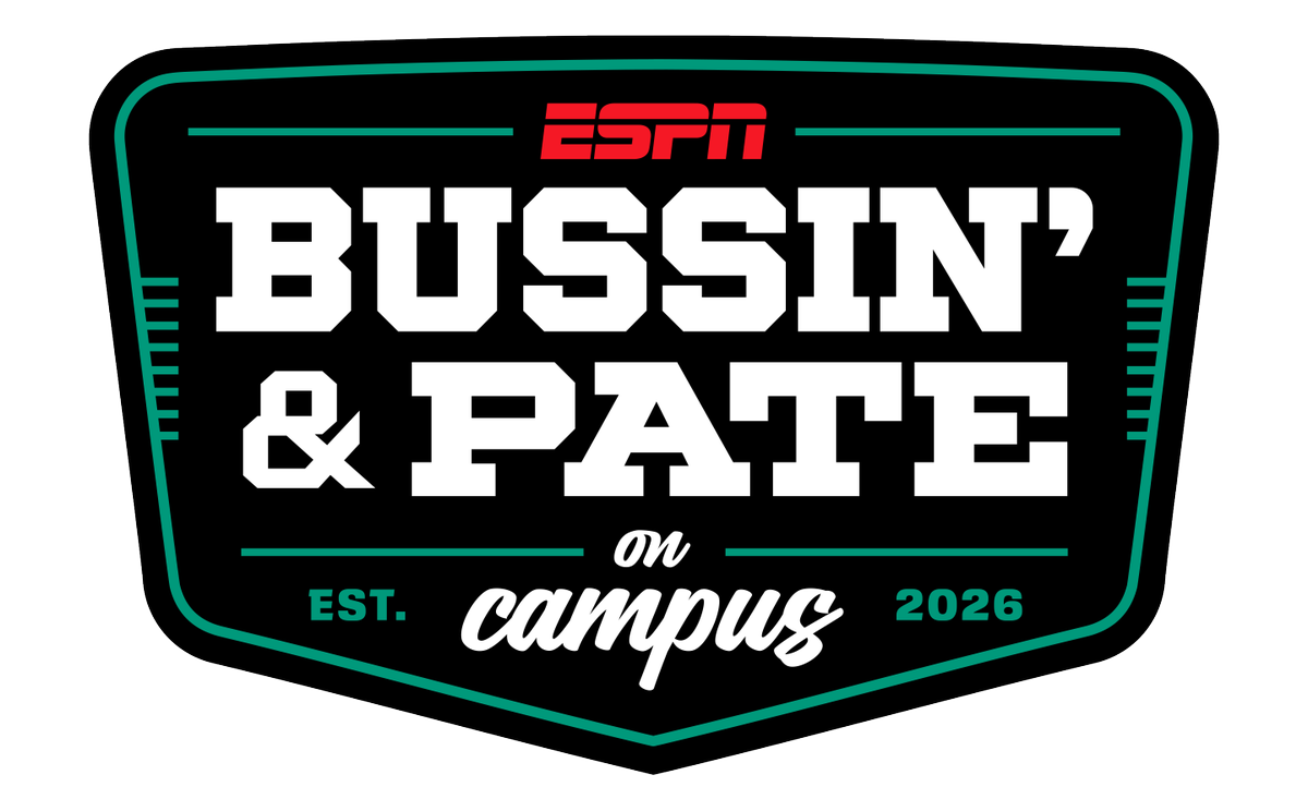 ESPNPR's tweet photo. Officially, official 👏

'Bussin' &amp; Pate on Campus' will air Fridays at 2p ET on ESPN during the '26-'27 college football season 🏈

📍 Sept. 4 | Baton Rouge, La. (Clemson-LSU) | ESPN2
📍 Sept. 11 | Ann Arbor, Mich. (Oklahoma-Michigan) | ESPN

More locations to come! https://t.co/RSfzTeX3qD