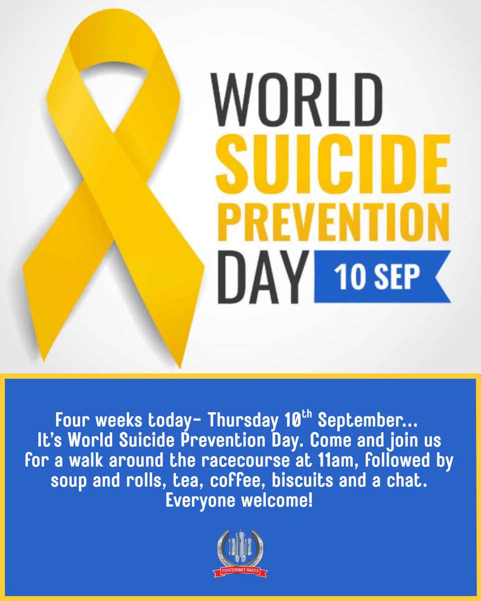 ponteraces's tweet photo. Join us on Thursday 10th September to raise awareness for ‘World Suicide Prevention Day’💛💙 https://t.co/G54ZqLJdnW