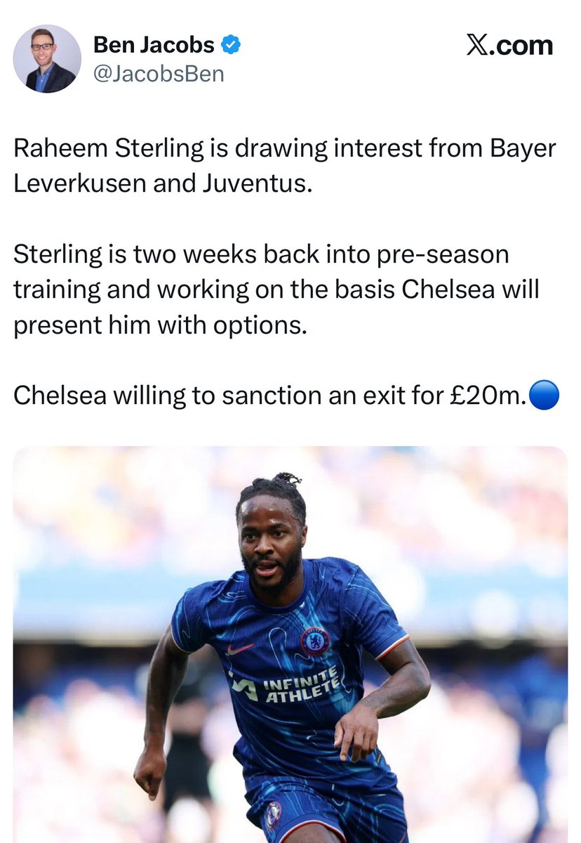 football_pb's tweet photo. The likes of Fabrizio and Ben Jacobs publish trash like this fed by Chelsea fc and then our fans quote these figures in debates. How much did Sterling get sold for last summer?

He was PAID OFF, cost them money after briefing media they’d get £20m. https://t.co/C8pGBbZ1YN