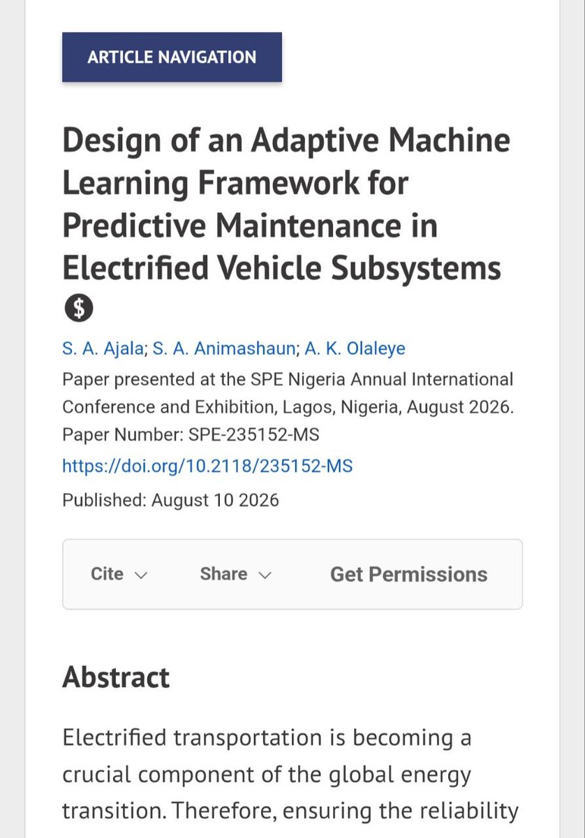 cy63rx_'s tweet photo. Now an Author!!!

I recently presented my papers at NAICE and now they're published🔥

One covers a hybrid CFD-ML framework for pipeline leak detection in oil and gas, the other an adaptive ML approach to concept drift in EV battery predictive maintenance. https://t.co/tot5G2cMhf