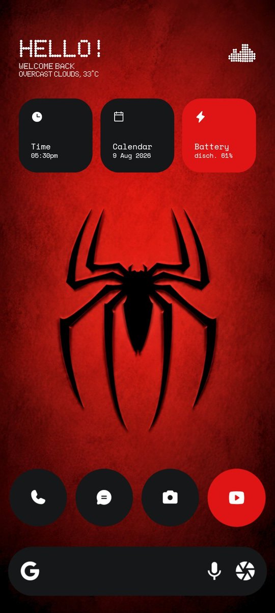 StylishWalls_'s tweet photo. Shadow Spider Homescreen setup❤️🕸️✨
#homescreensetup

Launcher - Nova Launcher @novalaunchers

Widgets - Dotshift widgets for KWGT @zeffisetups

Icon Pack - N-thing  icon pack @justnewdesigns 

Backups - https://t.co/hQiADhvewE

Wallpaper - https://t.co/5nzA1EqLXs https://t.co/3LLqZihNIs