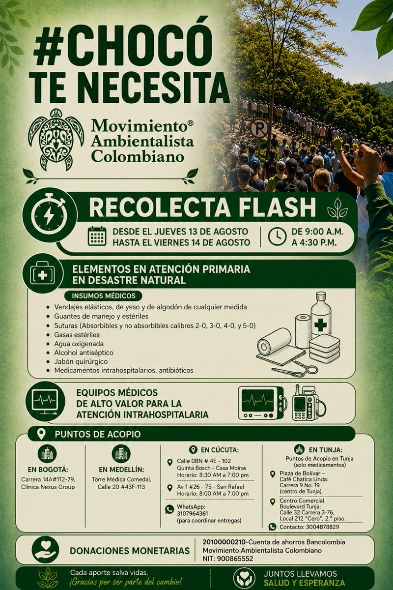CamiloPrietoVal's tweet photo. #ATENCIÓN CAMPAÑA FLASH. Vamos a llevar equipos médicos para Ismina, Unión Panamericana y Quibdó (Chocó) 2 días para que puedan donar insumos y dinero. 🙌 #ChocóTeNecesita https://t.co/YJCDEPpXII