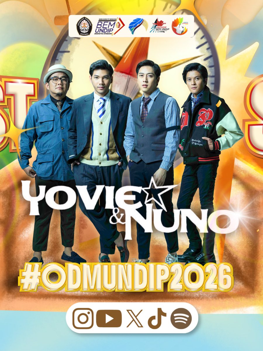 odmundip's tweet photo. 🎤 GUEST STAR REVEALED!
Teka-teki yang kemarin masih bikin penasaran akhirnya terjawab juga. 👀
Yovie & Nuno siap hadir untuk meramaikan ODM Undip 2026! 💙
Sudah siap ketemu langsung? See you at ODM Undip 2026, Dips! 👋🏻
#ODMUndip
#ODMUndip2026 #DesignYourPathDefineYourFuture https://t.co/h3eEMv0OFg