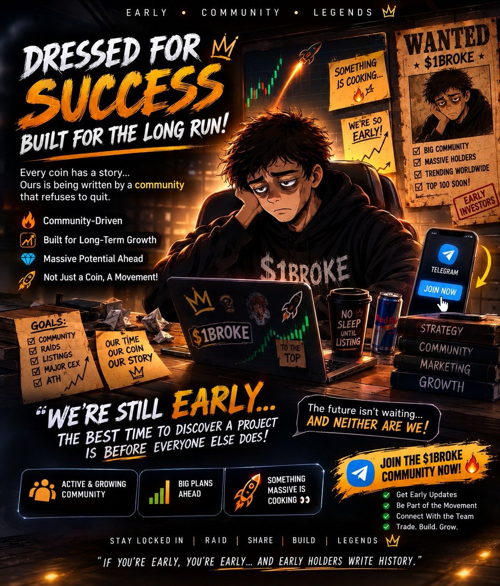 Hamstarjr0412's tweet photo. 🚨 $1BROKE IS STILL EARLY 🪙🔥
The community is growing, plans in motion,join fast

🤝 Community-driven
🚀 Big plans ahead
🔥 Early supporters

$1BROKE — WE’RE NOT BROKE, WE’RE EARLY. 💎

Who’s early? 👇 
Tg:https://t.co/u5cjKWUhBy
#$1BROKE #Crypto #Memecoin https://t.co/lQpY11lHxN