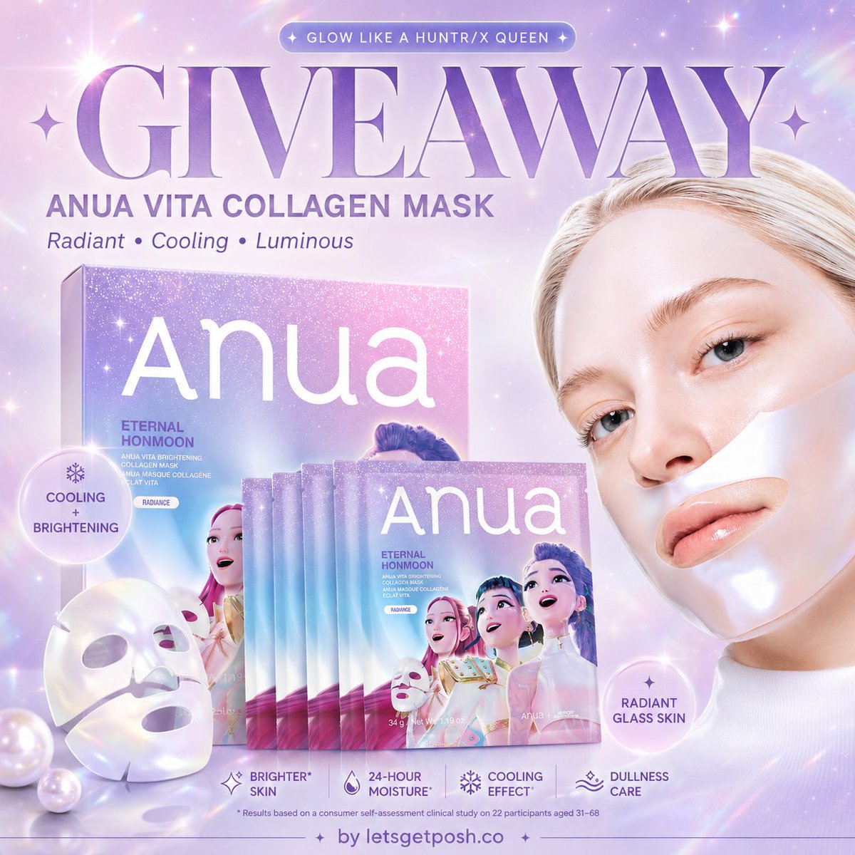 letsgetposh_co's tweet photo. ✨💜 WIN THE ANUA x K-POP DEMON HUNTERS VITA COLLAGEN MASK SET! 💜✨

Ready to enter your glass-skin era? 🌙💎🫧 We’re giving one lucky Poshie the ANUA Vita Brightening Collagen Mask, 4-Pack, featuring the dazzling K-POP Demon Hunters Edition! 🎶⚔️✨

This pearly, shimmering hydrogel mask is made for those nights when your skin needs a serious glow-up. 💜🌸 With Vitamin C derivative, 5% Niacinamide, Collagen + 1% Pearl, it helps dull, tired-looking skin appear brighter, smoother, hydrated and beautifully radiant. ✨

💎 THE GLOWY DETAILS:

🌟 Bright + Radiant Looking Skin
Vitamin C derivative helps improve the appearance of dullness and uneven-looking skin tone.

🫧 24-Hour Moisture
Hydrating ingredients help leave skin feeling soft, juicy and refreshed long after masking.

🦪 Shimmering Pearl Effect
Infused with 1% pearl for a flexible, skin-hugging gel mask with the prettiest luminous finish. ✨

❄️ Cooling Gel Goodness
The thick, bouncy hydrogel gradually becomes thinner as your skin absorbs the essence, delivering a refreshing cooling sensation.

💜 Collagen + 5% Niacinamide
Helps skin feel smoother and firmer while boosting the look of a fresh, luminous complexion.

⏰ 20–30 Minute Glow Session
Put it on, queue up your favorite playlist, relax and let the skincare magic happen. 🎧🧖‍♀️✨

🎤⚔️ OFFICIAL K-POP DEMON HUNTERS EDITION
The collectible packaging makes this one especially fun for K-beauty lovers, skincare addicts and K-pop fans alike! 💕✨

🏆 ONE LUCKY WINNER WILL RECEIVE:
💜 ANUA Vita Brightening Collagen Masks, 4 Masks

Get those entries in, Poshies! 💫 Your next shimmering, cooling, glass-skin moment could be on us. 🫧💎✨

🍀 GOOD LUCK! 🍀
💜✨🎶🫧💎🌸⚔️

#Giveaway #KBeauty #Anua #GlassSkin #SkincareGiveaway

https://t.co/9EAGfbPzue