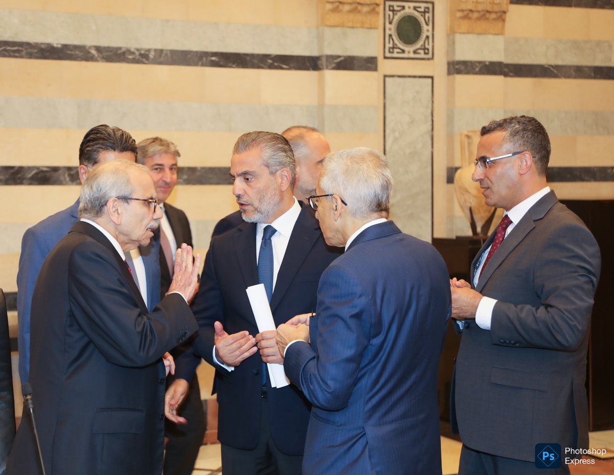 grandserail's tweet photo. يتراس رئيس #مجلس_الوزراء الدكتور #نواف_سلام في هذه الأثناء جلسة لمجلس الوزراء يحضرها نائب رئيس الحكومة الدكتور طارق متري ووزراء المالية ياسين جابر، الثقافة غسان سلامة ، الطاقة والمياه جو صدي، السياحة لورا الخازن، الشؤون الاجتماعية حنين السيد، الخارجية والمغتربين يوسف رجي،الاقتصاد والتجارة عامر البساط، المهجرين وشؤون تكنولوجيا المعلومات والذكاء كمال شحادة، الداخلية والبلديات العميد احمد الحجار، العدل عادل نصار، الاتصالات شارل الحاج، الشباب والرياضة نورا بيرقداريان، الصناعة دجو عيس الخوري، شؤون التنمية الادارية فادي مكي،العمل محمد حيدر، الاشغال العامة والنقل فايز رسامني، الزراعة نزار هاني، الاعلام بول مرقص، البيئة تمارا الزين ، الصحة العامة ركان ناصر الدين.
 
كما يحضر المدير العام لرئاسة  الجمهورية الدكتور انطوان شقير والامين العام لمجلس الوزراء القاضي محمود مكيّه.
#لبنان #pcm @TarekMitri @JaberYassine @GhassanSalame @Joe_Saddi @HaneenSayed_LB @YoussefRaggi @abisat @ShehadiKamal @adelnasar @HageCharles @JoeIssaElKhoury @NorBayrakdarian @Nizar_Hani @DrPaulMorcos   @tamara_elzein @RKNassereldine @agchoucair @makie_mahmoud  #لبنان #pcm