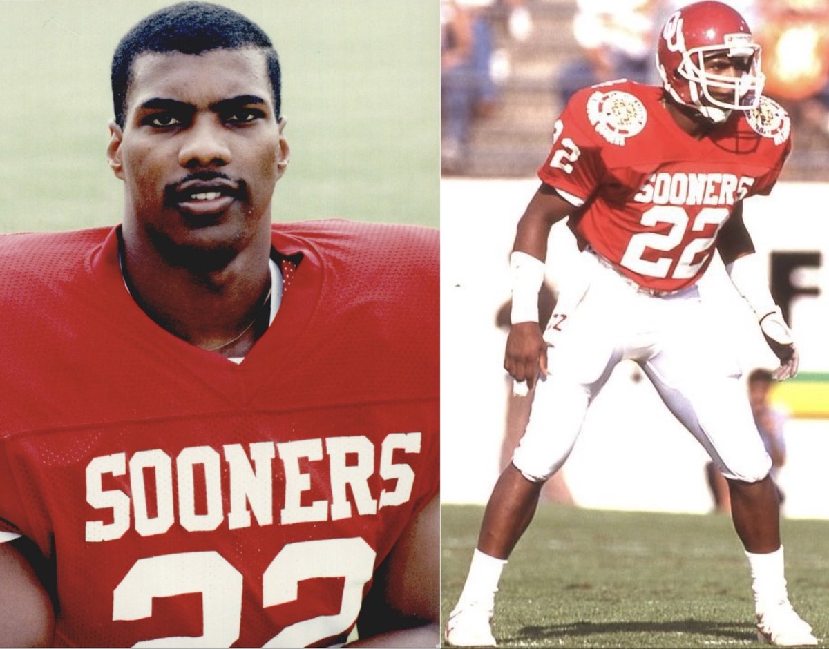 chris_lambakis's tweet photo. 22 Days! Kevin Thompson, DB, 1985-89. 4yr letterman, 3X Big 8 Champion &amp; 1985 National Champion. 1989 Team Captain. The Houston, Texas native was drafted in the 6th rd by the Philadelphia Eagles in 1990. He spent the 1990 season on the Eagles practice squad. https://t.co/xcFexF1BKc