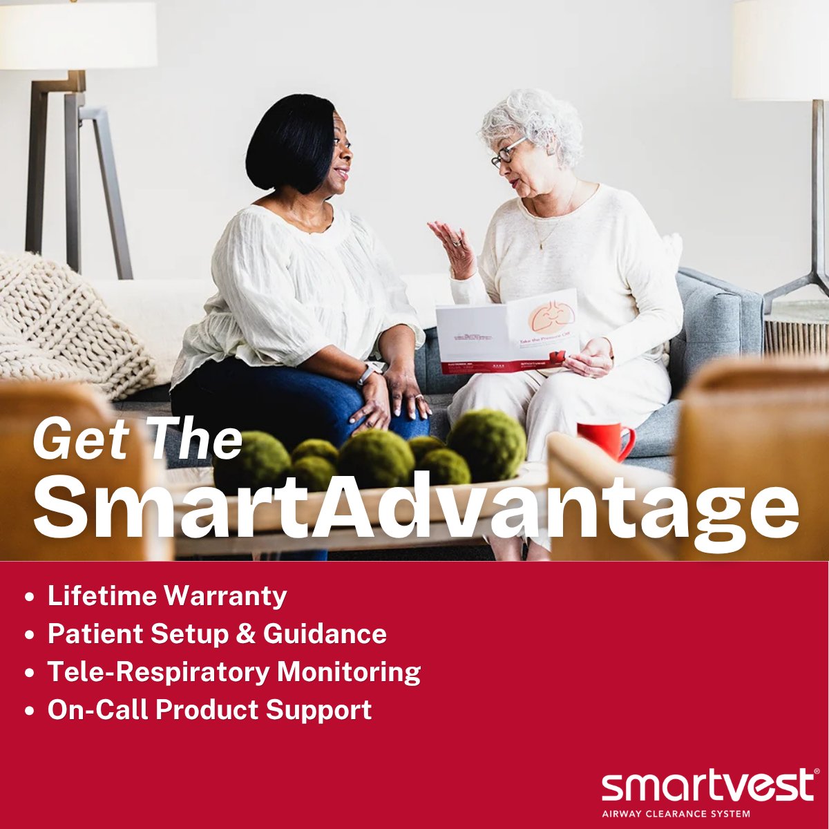 SmartVestSystem's tweet photo. With SmartAdvantage, SmartVest owners receive more than an airway clearance system. They gain access to ongoing education, personalized support, and a team that's committed to helping them get the most from their therapy.

Learn more: https://t.co/TmoUZj1Xj8 https://t.co/6iXO4RM03N