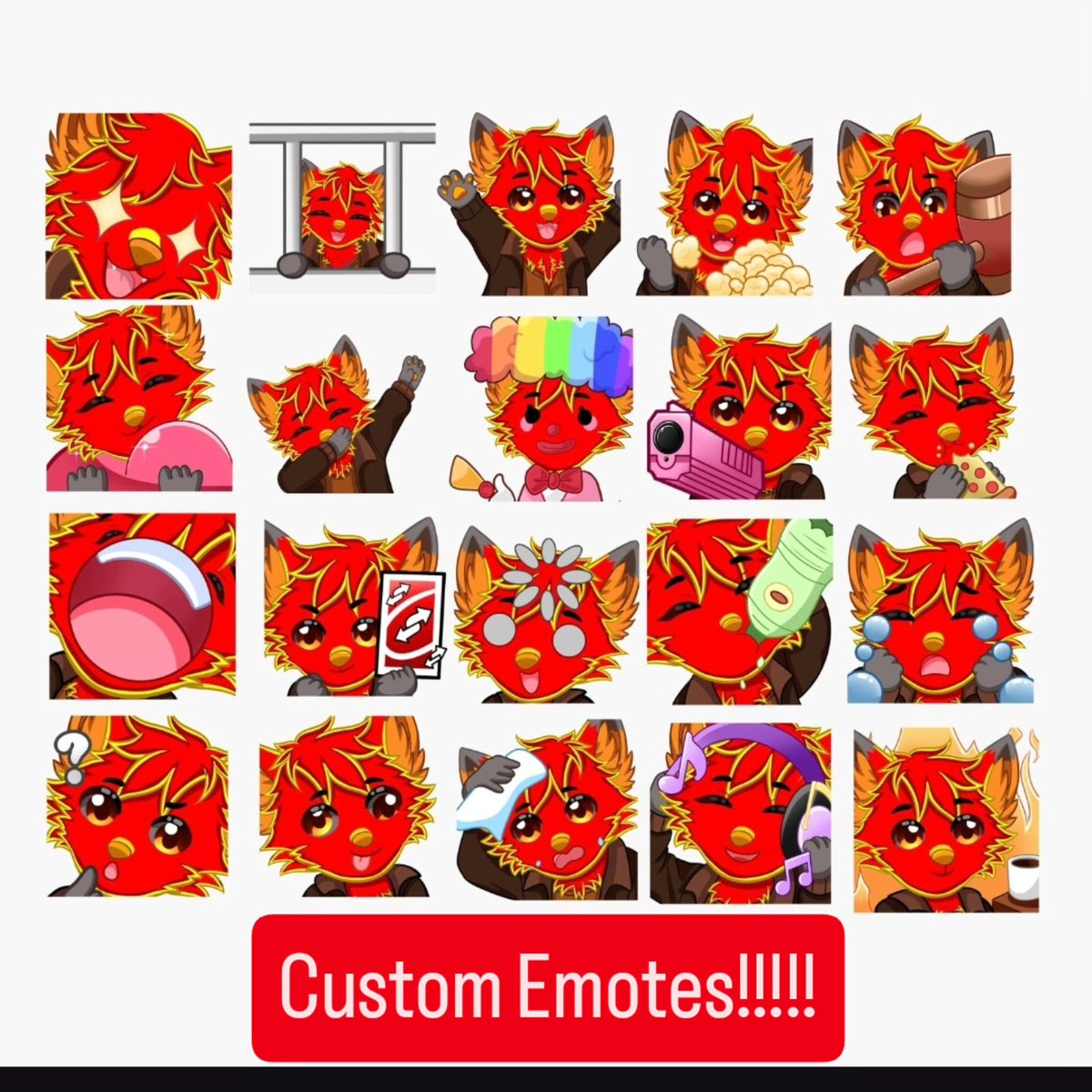 PyreTheFox's tweet photo. Emotes are coming to the livestream!! 
Which one is your favorite? https://t.co/fKK23cocOW