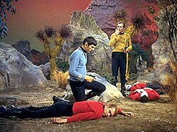 WoolyBully99's tweet photo. @WilliamShatner Was he made to wear a red top on an away mission? https://t.co/shDidhwVBZ