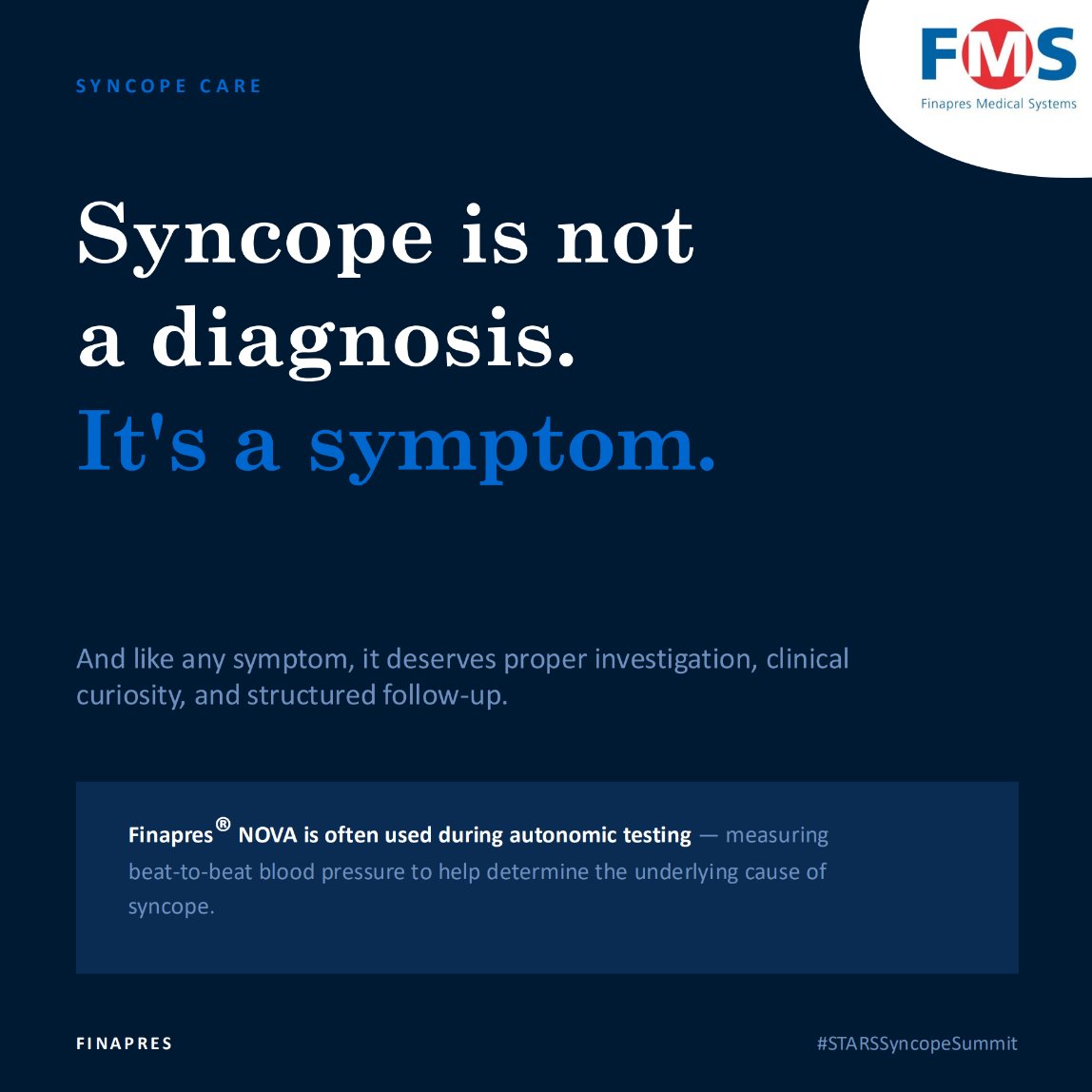 finapres's tweet photo. Did you know that syncope is common? Very common!

Yet it is still too often misunderstood, underdiagnosed, and undertreated.

Come and join us at the #STARSSyncopeSummit and learn from the experts in the field themselves!

#Syncope #Cardiology #Neurology #AutonomicTesting https://t.co/osha80gJNt