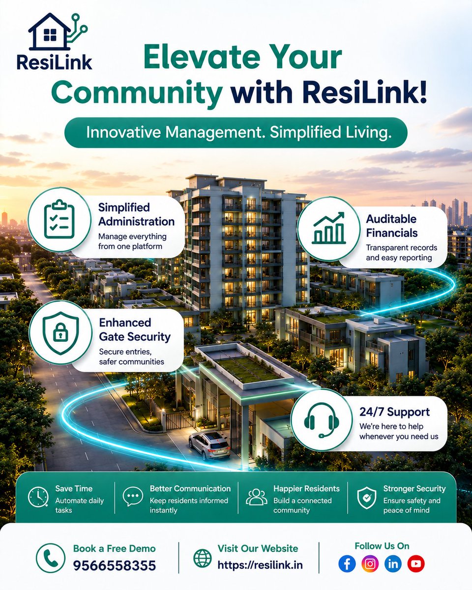 resilinkoff's tweet photo. 🏙️ Smarter Apartments Start with Smarter Management!

🚀 Make Your Community More Efficient With:
🔹 Real-Time Visitor Management
🔹 Digital Maintenance Payment
🔹 Easy Complaint Resolution

📞 Book a Free Demo: 9566558355
🌐 Learn More:https://t.co/6eP1WJU3hT

#ResiLink https://t.co/eB04SEuKto