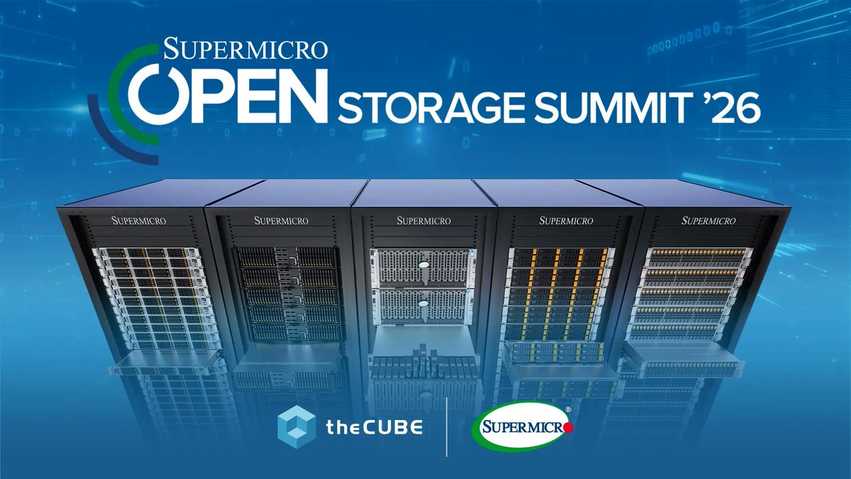 theCUBE's tweet photo. In 1 hour: Day 3 of #SupermicroOpenStorageSummit 🚨
@theCUBEresearch's @RealStrech hosts @nutanix, @Minio, PEAK:AIO & @Supermicro on token economics, data readiness and what separates the AI deployments that ship from the pilots that stall.
📺 Live 10am PDT:
https://t.co/aehr4tvImY
#OpenStorageSummit #EnterpriseAI
