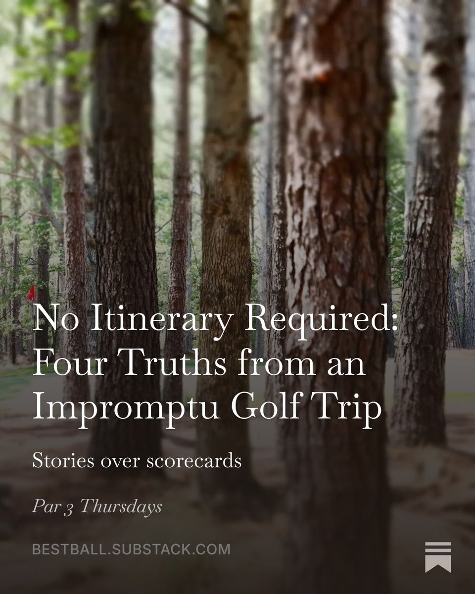 golfBestBall's tweet photo. You probably don't need another golf newsletter.

Honestly, if you're already happy reading the same tournament recaps, leaderboard updates, equipment releases, and swing tips every week…keep doing what you're doing.

But...if you'd rather discover the people, places, and stories that make golf interesting, and have something worth talking about with your foursome, give Par 3 Thursdays a look.

It's free. It shows up every Thursday. And if it's not your thing, you can unsubscribe anytime.

Probably best not to subscribe unless that sounds like your kind of golf. 😉

👉 https://t.co/lRyyktddaw

Stories over scorecards. Golf is People. 

#BestBall #golf #golfstories #newsletter #golfispeople