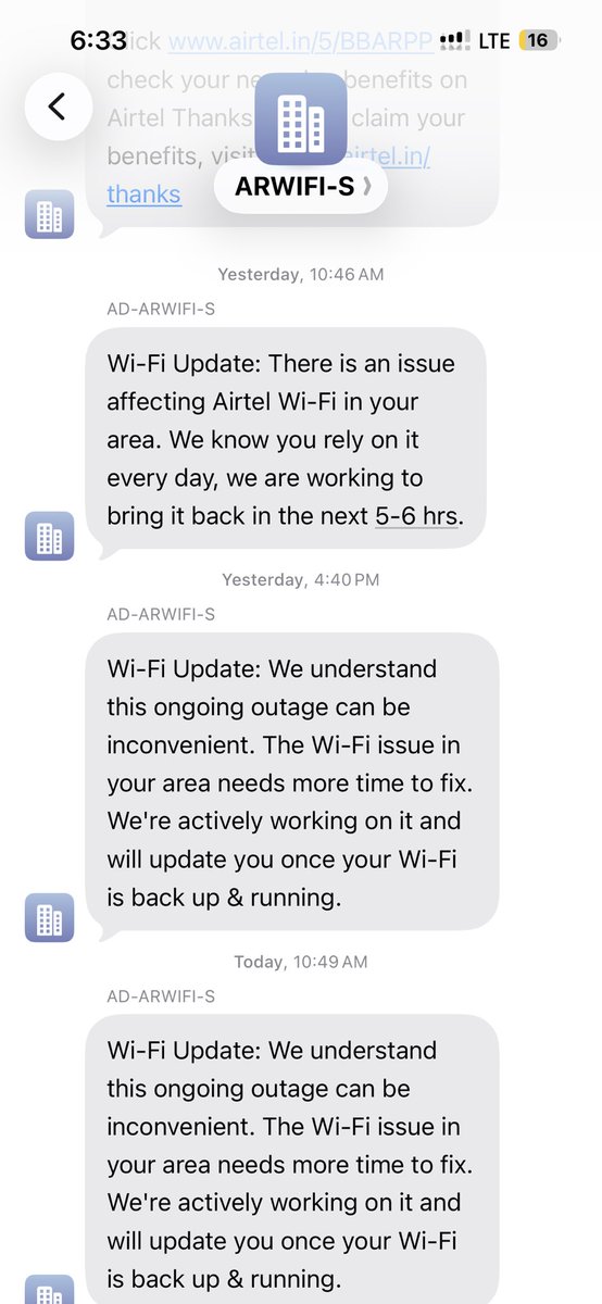 amit0699's tweet photo. What a sloppy service by Airtel at Rajouri Garden, Delhi, I have to spend in my data packs to manage my day. There is no response from Airtel. There repair time keeps on extending @airtel #nointernet @Airtel https://t.co/h8dYmflBOO