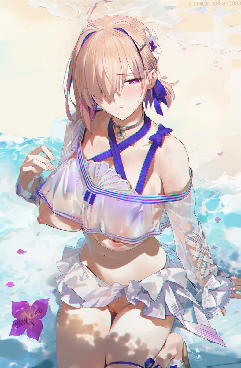 misaka12003's tweet photo. マシュ swimsuit💜💦 #FGO  #FateGO https://t.co/s5QM4hyqZQ