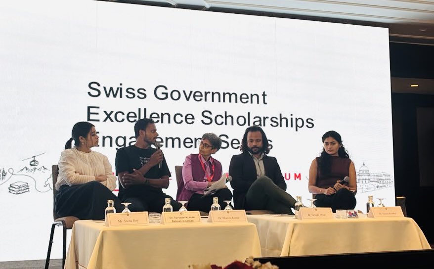 SwissEmbassyIND's tweet photo. The Swiss Gov #Scholarships Engagement Series 2026 continued in #Chennai, connecting researchers with opportunities in Switzerland’s world-class ecosystem. From alumni insights to practical guidance, the focus was on building the next chapter of 🇨🇭🇮🇳 research partnership. #ESKAS https://t.co/giOwgPsRsM