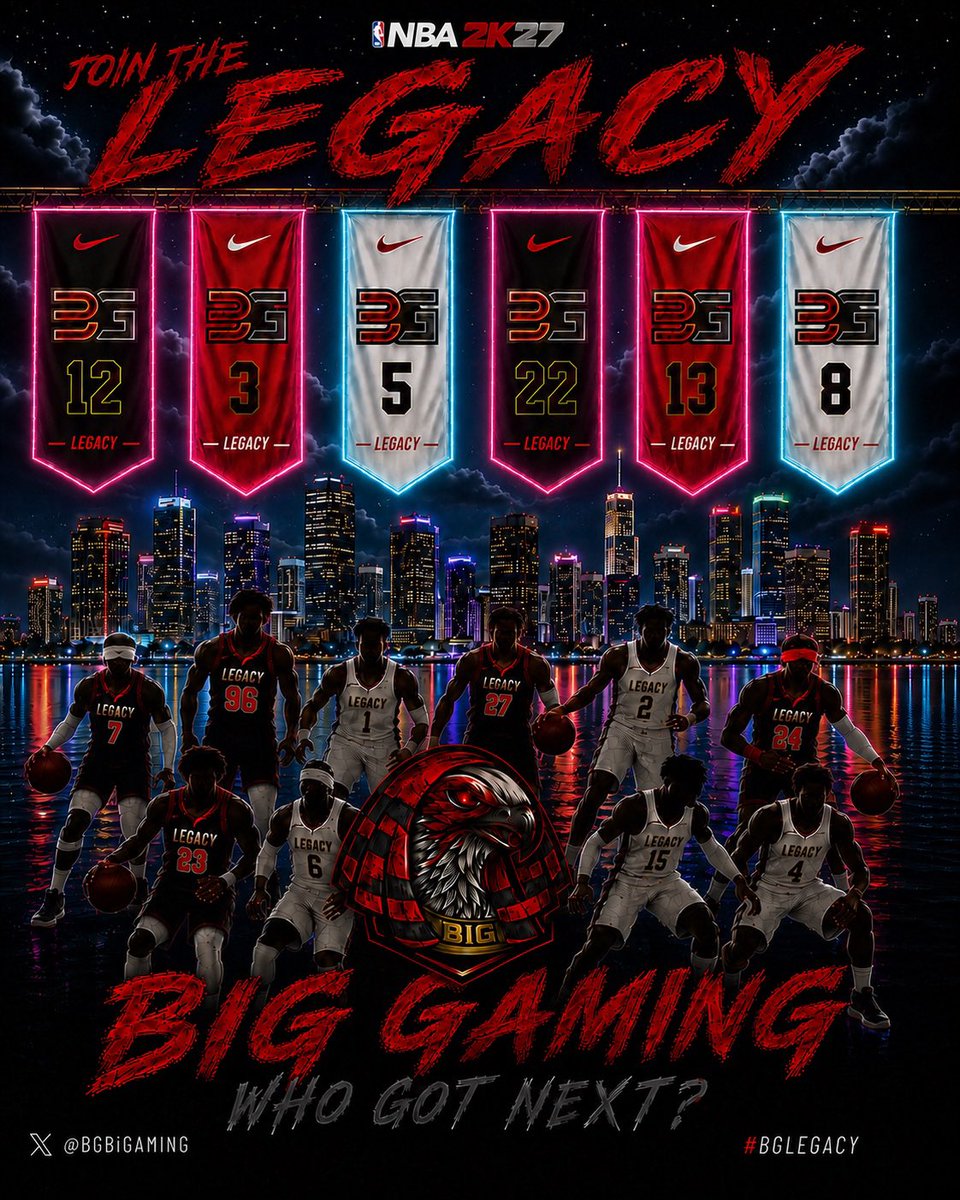 BGBiGAMING's tweet photo. BiG Gaming is recruiting! 
No Cheesers or Ego
Every game mode style from 5s to 1s Kings. Sponsorship Opportunities coming! 
Lock in to our deep history
Join the LEGACY.
#2K27 #2kcommunity @NBA2K #freeagent #2kfreeagent https://t.co/zciSNTcQJp