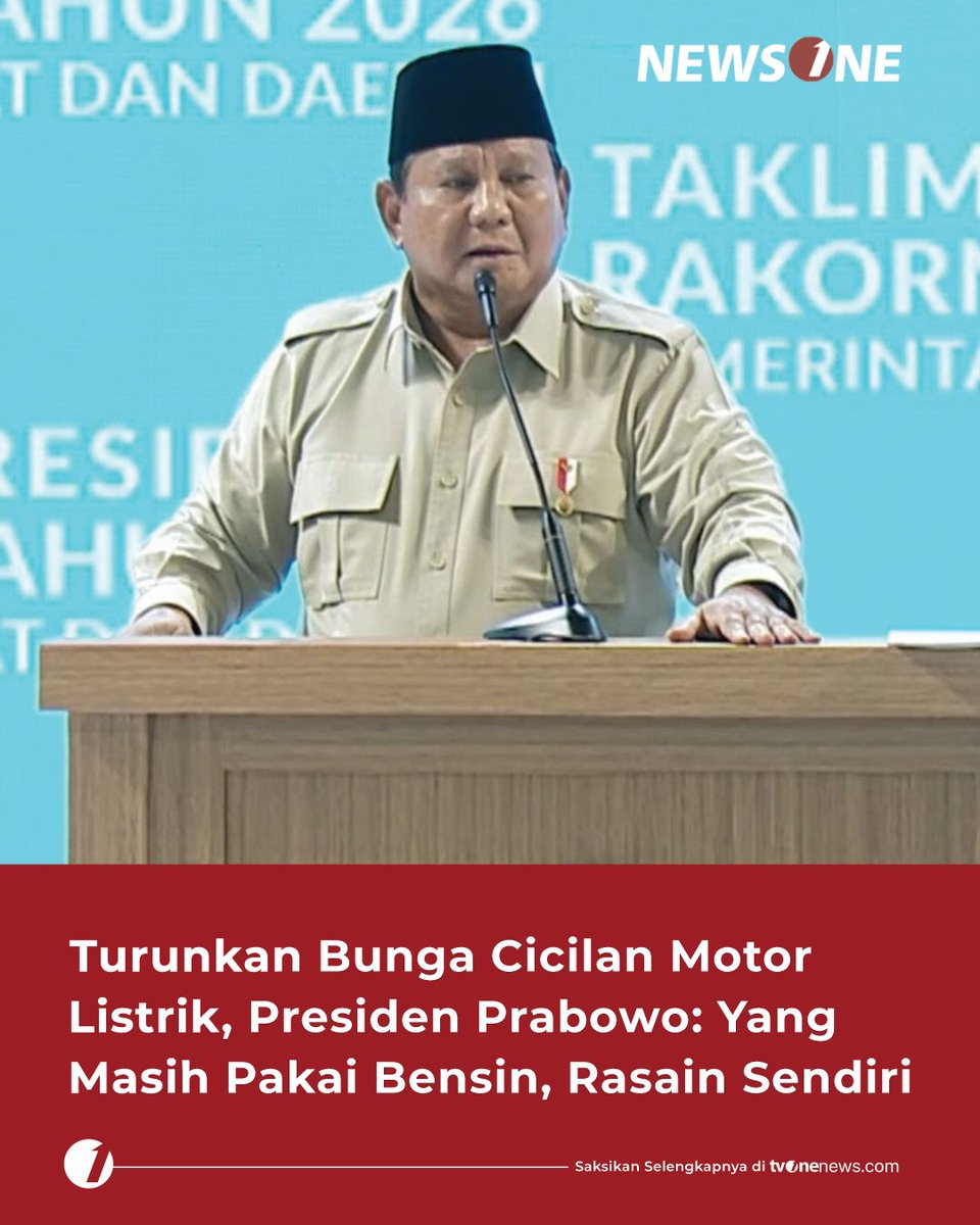 tvOneNews's tweet photo. Presiden Prabowo Subianto mendorong masyarakat beralih dari motor berbahan bakar bensin ke motor listrik. 

Berita lainnya di https://t.co/HBPMXOEQmY
#HardNews_Viral #NewsOne #CariBeritaditvOne #PresidenPrabowo  #MotorListrik #N01 https://t.co/lo4hrMOFzC