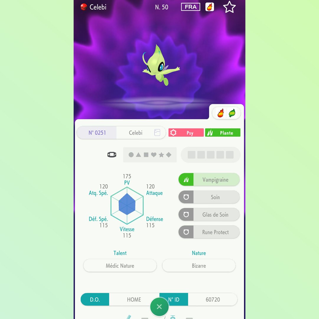 NintendHOME's tweet photo. ℹ️ Info – Les Pokémon pourront être transférés de Pokémon Version Rouge Feu &amp; Vert Feuille sur Pokémon HOME au début du mois d’octobre. En complétant le Pokédex des jeux, vous aurez la possibilité de récupérer un Celebi sur l’application. https://t.co/jqZUMRtKMe