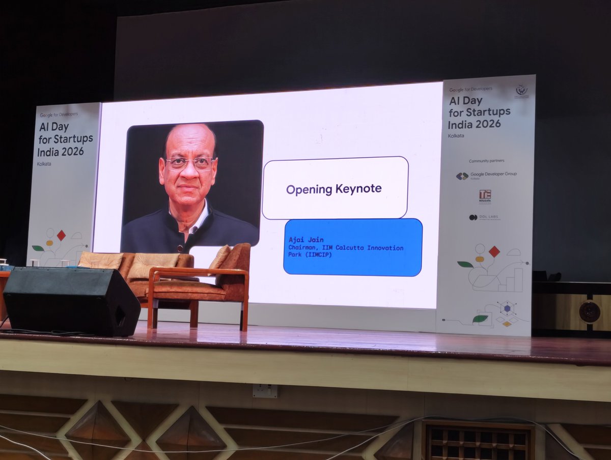 gdgkolkata's tweet photo. Proud to have been a Community Partner at AI Day for Startups India 2026, where we explored Agentic, Multimodal, Sovereign, Physical &amp; Edge AI

More than technology, it was about the people building with it —questioning, experimenting, and creating what comes next🚀

#GDGKolkata https://t.co/2m7T3yjxIU