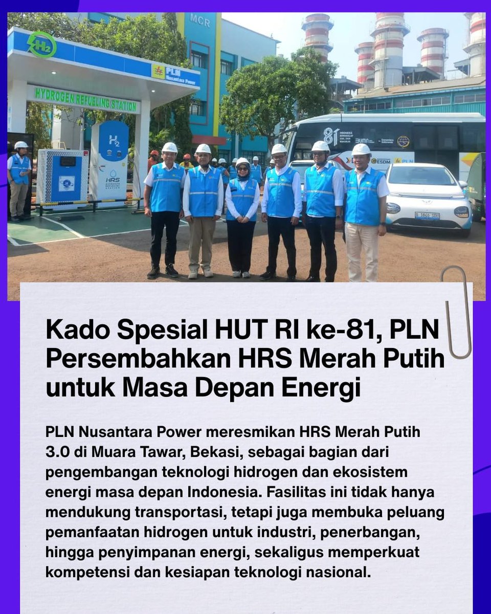 servionawulan's tweet photo. PLN patut diapresiasi karena terus buka jalan buat inovasi energi baru. Kehadiran HRS di Muara Tawar bikin kita bisa lihat langsung kalau teknologi hidrogen punya peluang besar di Indonesia. Semoga langkah ini bisa jadi awal dari progress yang lebih besar https://t.co/XDQOMPEznF