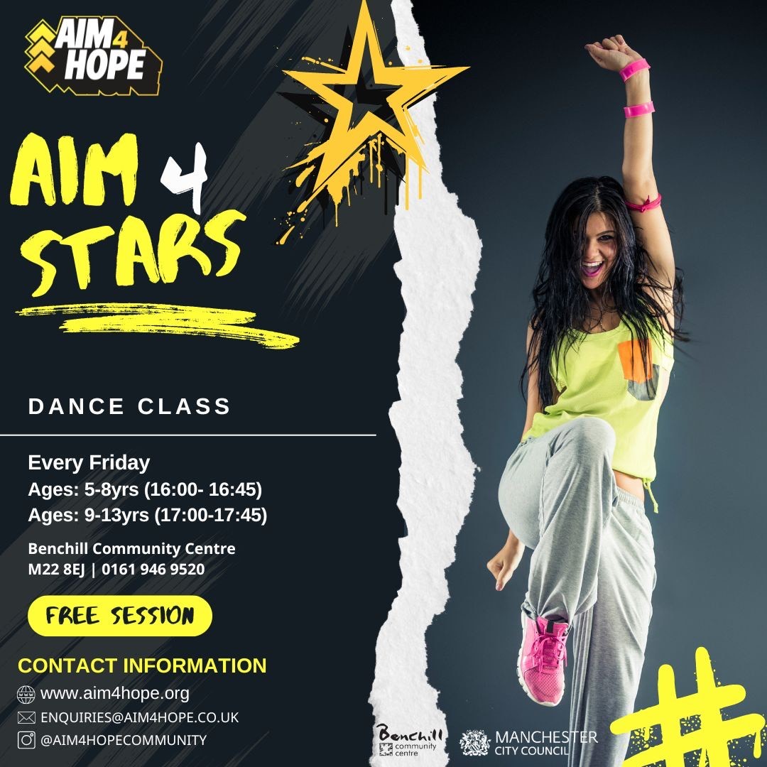 Southsidemag's tweet photo. Does your child love to #dance? @aim4hopecommunity is running fantastic #classes every Friday at the Benchill Community Centre! 5-8 years: 4:00 PM - 4:45 PM / 9-13 years: 5:00 PM - 5:45 PM It's a great chance to have #fun and #makefriends! #dance #fun #classes #makfriends https://t.co/1mc65KINTc