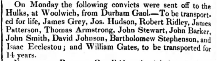 TyneSnapper's tweet photo. #NewcastleUponTyne #Jarow This piece from the Newcastle Chronicle on this day 13th August 1831 is of significance to me as Bartholomew Stephenson was my 3rd Great Grand Uncle. He was one of the Seven Men of Jarrow, sentenced to death, reprieved and transported to Australia.
He was born 11th July 1813 in Jarrow, a coal miner, charged with stealing from a dwelling house, persons there being put in fear. Sentenced to death. Later commuted to transportation to Australia.